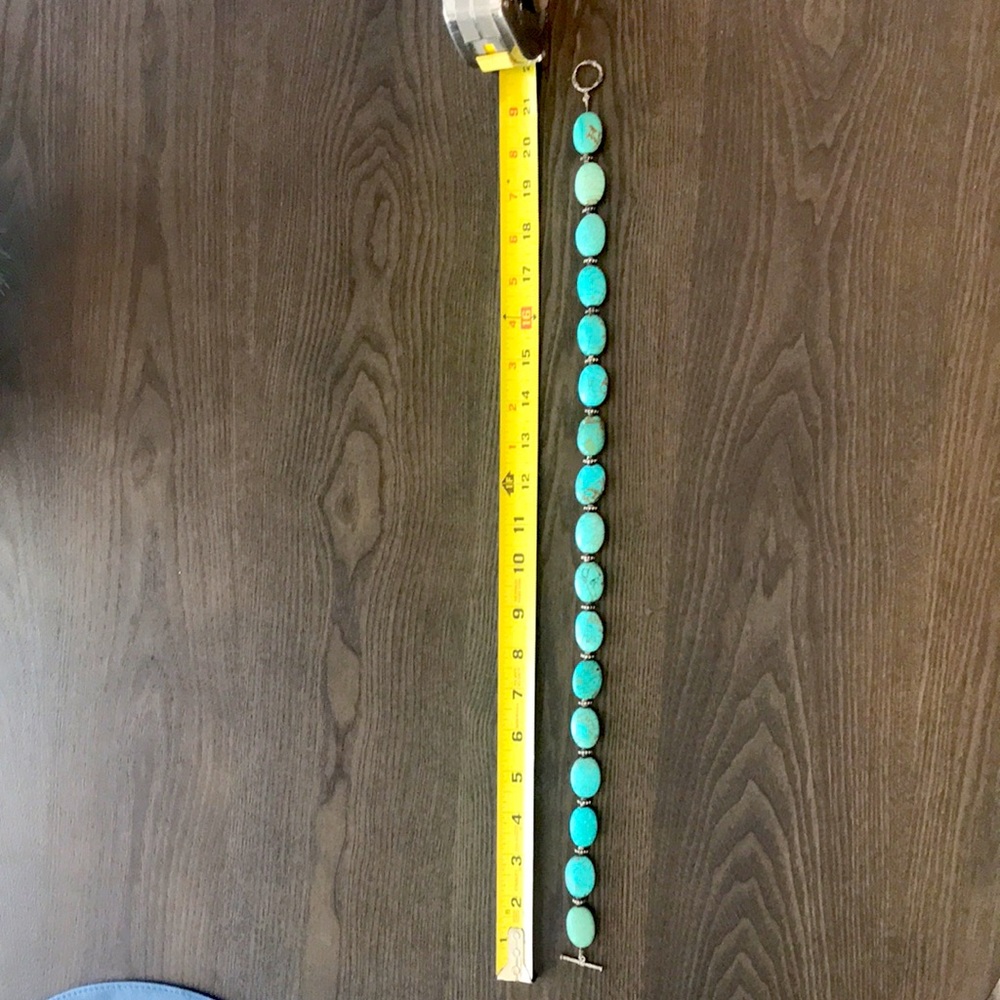 Turquoise necklace with sterling silver spacers. - Picture 3 of 6